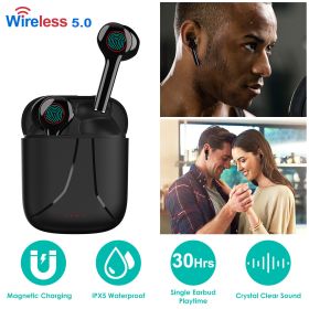 IPX5 Waterproof Wireless 5.0 TWS Earbuds Wireless Headsets w/ Mic (Color: Black)