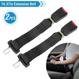 2Pcs Car Seat Belt Extender 14.37in Buckle Tongue Webbing Extension Safety Belt (Color: Black)