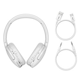 Baseus D02 Pro Wireless Headphones Sport Bluetooth 5.3 Earphone Handsfree Headset Ear Buds Head Phone Earbuds For iPhone Xiaomi (Color: White)