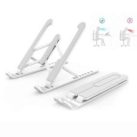 Modern Folding Adjustable Height; Plastic Computer Desk PC Laptop Stand (Color: White)