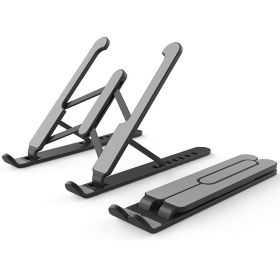 Modern Folding Adjustable Height; Plastic Computer Desk PC Laptop Stand (Color: Black)