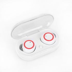 Y50 Bluetooth Headset TWS2 Bluetooth Headset Mini Portable with Wireless Bluetooth Headset 5.0 Touch Touch (Colour: White red color box packaging)