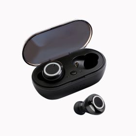 Y50 Bluetooth Headset TWS2 Bluetooth Headset Mini Portable with Wireless Bluetooth Headset 5.0 Touch Touch (Colour: Black and white color box packaging)