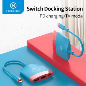 Hagibis Switch Dock TV Dock for Nintendo Switch Portable Docking Station USB C to 4K HDMI-compatible USB 3.0 Hub for Macbook Pro (Color: Black grey)