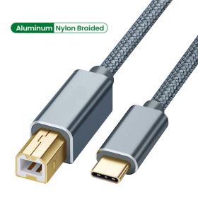 USB C to USB B 2.0 Printer Cable Braided Printer Scanner for Epson HP Canon Brother MacBook Pro Samsung MIDI Controlle Cable (Color: Grey)