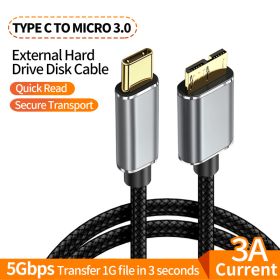 Inasmile USB C 3.0 Cable Type-C to USB 3.0 Micro B Cable Connector 5Gbps External Hard Drive Disk Cable for Hard Drive Compute (Color: TypeC-MB Braidedwire)