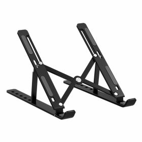 Laptop Stand For Desk; Adjustable Aluminum Laptop Holder; Foldable Computer Stand Anti-Slip Laptop Riser Compatible With 7-15.6 Inch Laptops-VOPH041 (Color: Black)