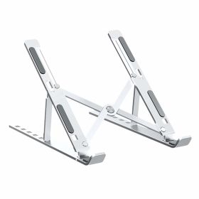 Laptop Stand For Desk; Adjustable Aluminum Laptop Holder; Foldable Computer Stand Anti-Slip Laptop Riser Compatible With 7-15.6 Inch Laptops-VOPH041 (Color: Silver)