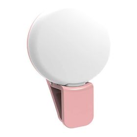 Selfie Ring Light; Portable Clip-on Selfie Fill Light; Battery Operated LED Fill Light For Mobile Phone (Color: Pink 1 Pack)