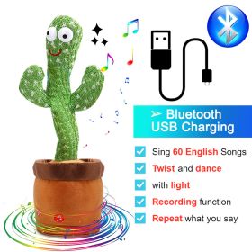 Dancing Cactus Toy Repeat What You Said 60/120 Songs Bluetooth Cactus Twisting The Body With Music Plant Kids Plush Stuffed Toys (Color: Bluetooth Cactus)