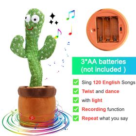 Dancing Cactus Toy Repeat What You Said 60/120 Songs Bluetooth Cactus Twisting The Body With Music Plant Kids Plush Stuffed Toys (Color: Battery Cactus)