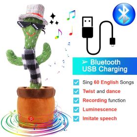 Bluetooth Dancing Cactus Repeat What You Said Usb Charging Voice Record Toy Speaker Talking Plushie Stuffed Toys for Kids Gift (Color: Bluetooth Sunglasses)