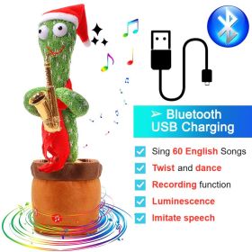 Bluetooth Dancing Cactus Repeat What You Said Usb Charging Voice Record Toy Speaker Talking Plushie Stuffed Toys for Kids Gift (Color: Bluetooth Saxophone)