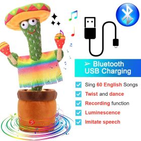 Bluetooth Dancing Cactus Repeat What You Said Usb Charging Voice Record Toy Speaker Talking Plushie Stuffed Toys for Kids Gift (Color: Bluetooth Hammer)