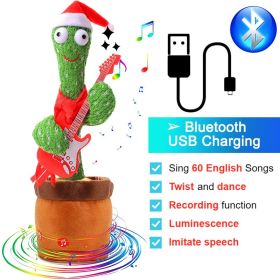 Bluetooth Dancing Cactus Repeat What You Said Usb Charging Voice Record Toy Speaker Talking Plushie Stuffed Toys for Kids Gift (Color: Bluetooth Guitar)