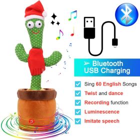 Bluetooth Dancing Cactus Repeat What You Said Usb Charging Voice Record Toy Speaker Talking Plushie Stuffed Toys for Kids Gift (Color: Bluetooth Christmas)