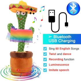 Bluetooth Dancing Cactus Repeat What You Said Usb Charging Voice Record Toy Speaker Talking Plushie Stuffed Toys for Kids Gift (Color: Bluetooth MX)