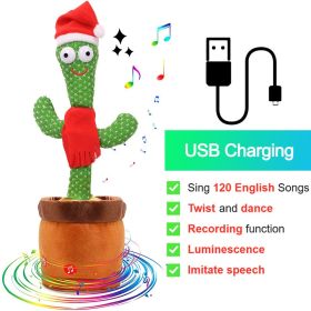 Bluetooth Dancing Cactus Repeat What You Said Usb Charging Voice Record Toy Speaker Talking Plushie Stuffed Toys for Kids Gift (Color: Charge Christmas)