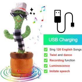 Bluetooth Dancing Cactus Repeat What You Said Usb Charging Voice Record Toy Speaker Talking Plushie Stuffed Toys for Kids Gift (Color: Charge Sunglasses)