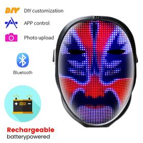 Bluetooth RGB Light Up LED Mask Face-Changing Glowing Mask App Control Mask Halloween Festival Carnival Party Childen Decor Gift (Color: Adult Mask)