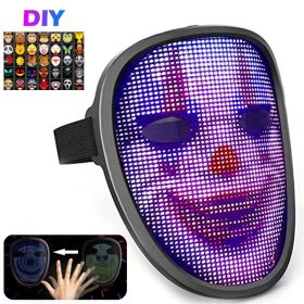 Bluetooth RGB Light Up LED Mask Face-Changing Glowing Mask App Control Mask Halloween Festival Carnival Party Childen Decor Gift (Color: Kids Mask)