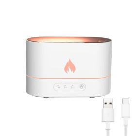 USB Simulation Flame Night Light with 250ML Water Tank Humidifier Aroma Diffuser Home Office Bedroom Car Atmosphere Desk Lamp (Ships From: China)