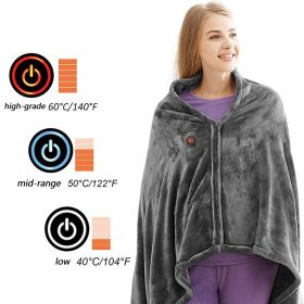 USB Winter Cold Protection Body Warm Shawl Warmer Heated Electric Heated Plush Blanket Flannel Heated Shawl Outdoor Office Home (Color: 3 gear temperature)