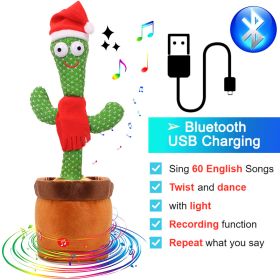 Dancing Cactus Toy Repeat What You Said 60/120 Songs Bluetooth Cactus Twisting The Body With Music Plant Kids Plush Stuffed Toys (Color: Bluetooth Christmas)