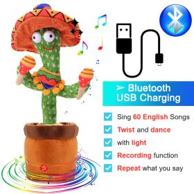 Dancing Cactus Toy Repeat What You Said 60/120 Songs Bluetooth Cactus Twisting The Body With Music Plant Kids Plush Stuffed Toys (Color: Bluetooth Hat)