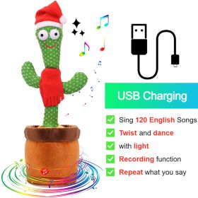 Dancing Cactus Toy Repeat What You Said 60/120 Songs Bluetooth Cactus Twisting The Body With Music Plant Kids Plush Stuffed Toys (Color: Charge Christmas)