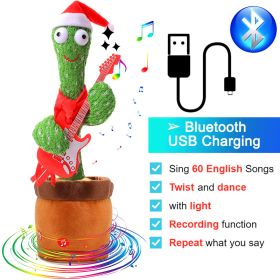 Dancing Cactus Toy Repeat What You Said 60/120 Songs Bluetooth Cactus Twisting The Body With Music Plant Kids Plush Stuffed Toys (Color: Bluetooth Guitar)