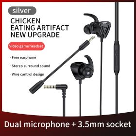 Esports with Mai plug game mobile game headset in-ear mobile phone computer wired headset eat chicken headphones (Color: Black)