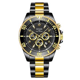 Fashion Mens Watches for Men Sports Waterproof Stainless Steel Quartz Wristwatch Man Business Watch Luminous Clock montre homme (Color: Gold Black)