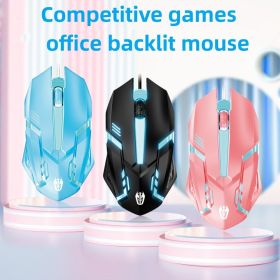 Mechanical wired mouse office games computer mouse LED RGB backlight ergonomics notebook computer games mouse (Color: Blue wired mouse)