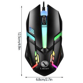 Limei S1 E-Sports LED Luminous Backlit Wired Mouse USB Wired For Desktop Laptop Mute Office Computer Gaming Mouse (Color: Black)