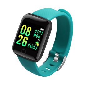 116plus Smart Bracelet Sports Bracelet D13 Color Screen Bracelet Sports Pedometer Bluetooth Reminder Heart Rate and Blood Pressure (Color: 116p-Green (Hryfine))