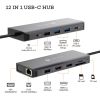 12 in 1 Triple Display USB C HUB Type C to 2 HDMI VGA Multi USB 3.0 Splitter PD100W Charging SD/TF Reader RJ5 Ethernet Adapter