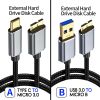 Inasmile USB C 3.0 Cable Type-C to USB 3.0 Micro B Cable Connector 5Gbps External Hard Drive Disk Cable for Hard Drive Compute