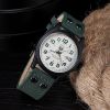 1pc Men's Circular Pointer Watch Leather Military Sports Date Quartz Watch Men's